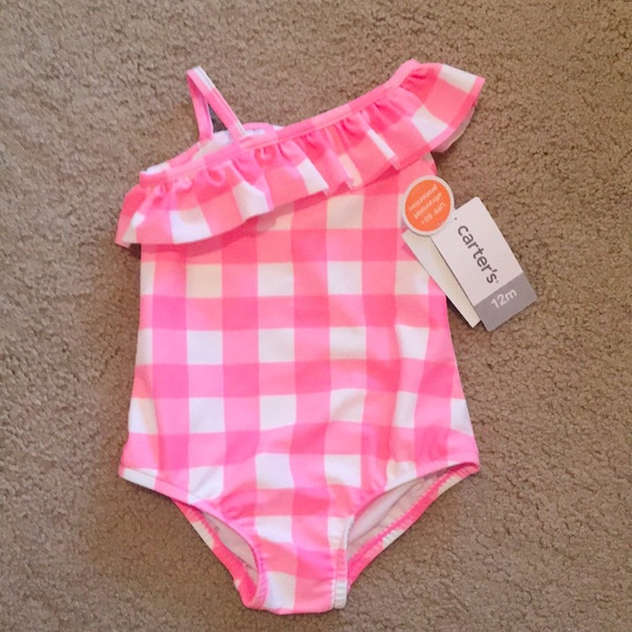 Carter's Other - Carter’s Neon Pink Ruffle Swimsuit NWT - 12 Month